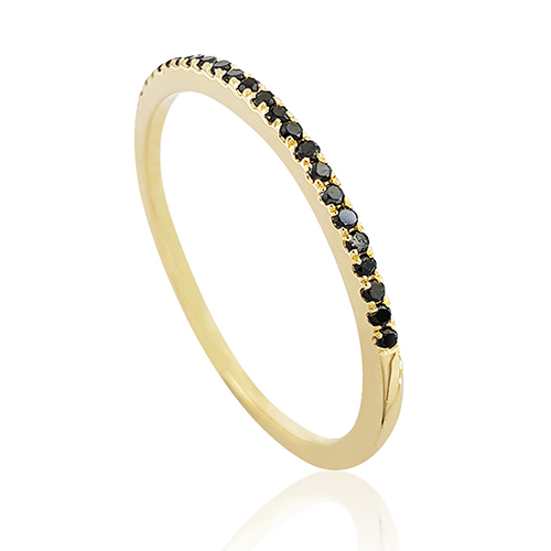 14K Gold Ring Studded With 24 Black Diamonds