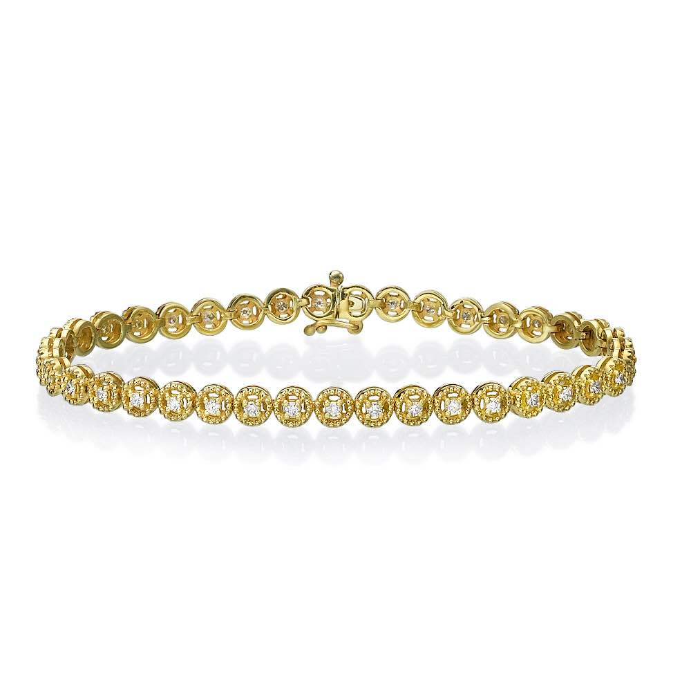 Tennis Bracelet special design-Yellow gold,&diamonds 