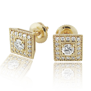 Antique Square Studded Diamond Earrings