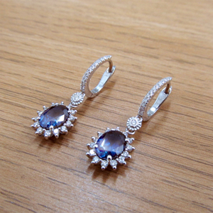 "Diana" Blue Sapphire Diamond Earrings