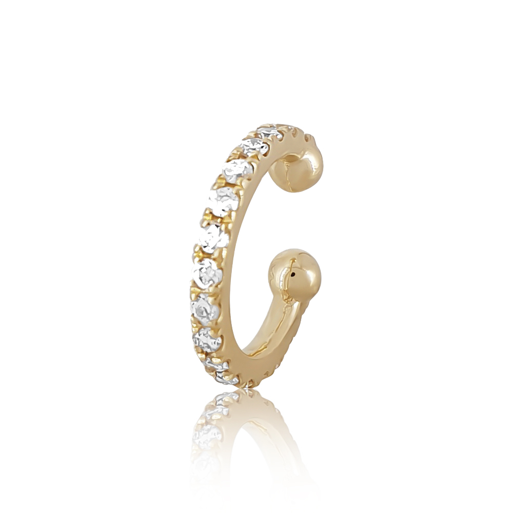 14k Gold Diamond Helix Earring, no piercing needed