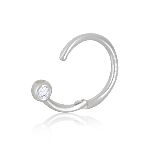 Realistic picture of 8mm 0.02ctw Diamond Tragus / Snug / Rook Cartilage 14k Gold Hoop Earring