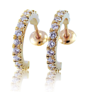 0.60 Carat Round Diamond Half-Hoop Earrings in 14K Gold
