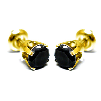 Realistic picture of  14K Gold 0.10ctw Black Diamond Stud Earrings 