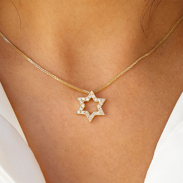14k Gold 0.24ctw Diamond Star of David Floating Pendant