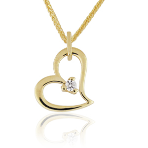 14K Gold 0.03ctw Heart Diamond Pendant