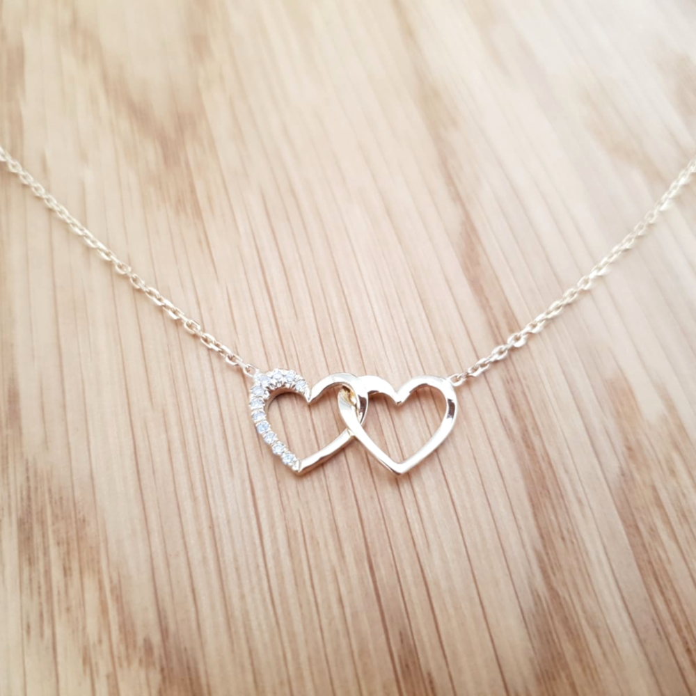 Realistic picture of Unique Heart in Heart Diamond Necklace
