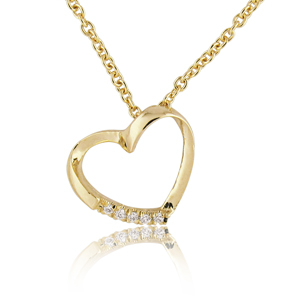14K Gold 0.03ctw Heart Diamond Pendant