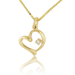 14K Gold 0.01ctw Heart Diamond Pendant
