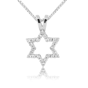 Realistic picture of Ladies Diamond 0.10ctw Petite Star of David Pendant