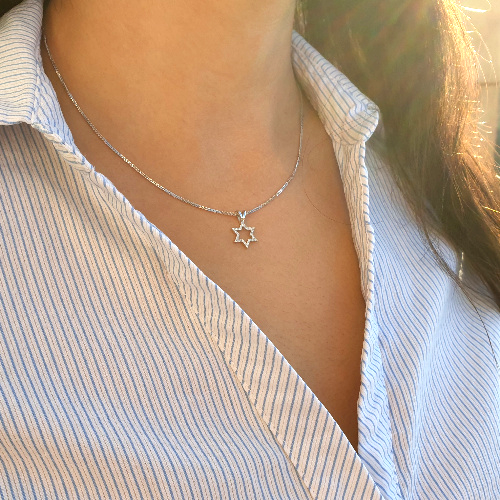 Additional image of  Ladies Diamond 0.10ctw Petite Star of David Pendant