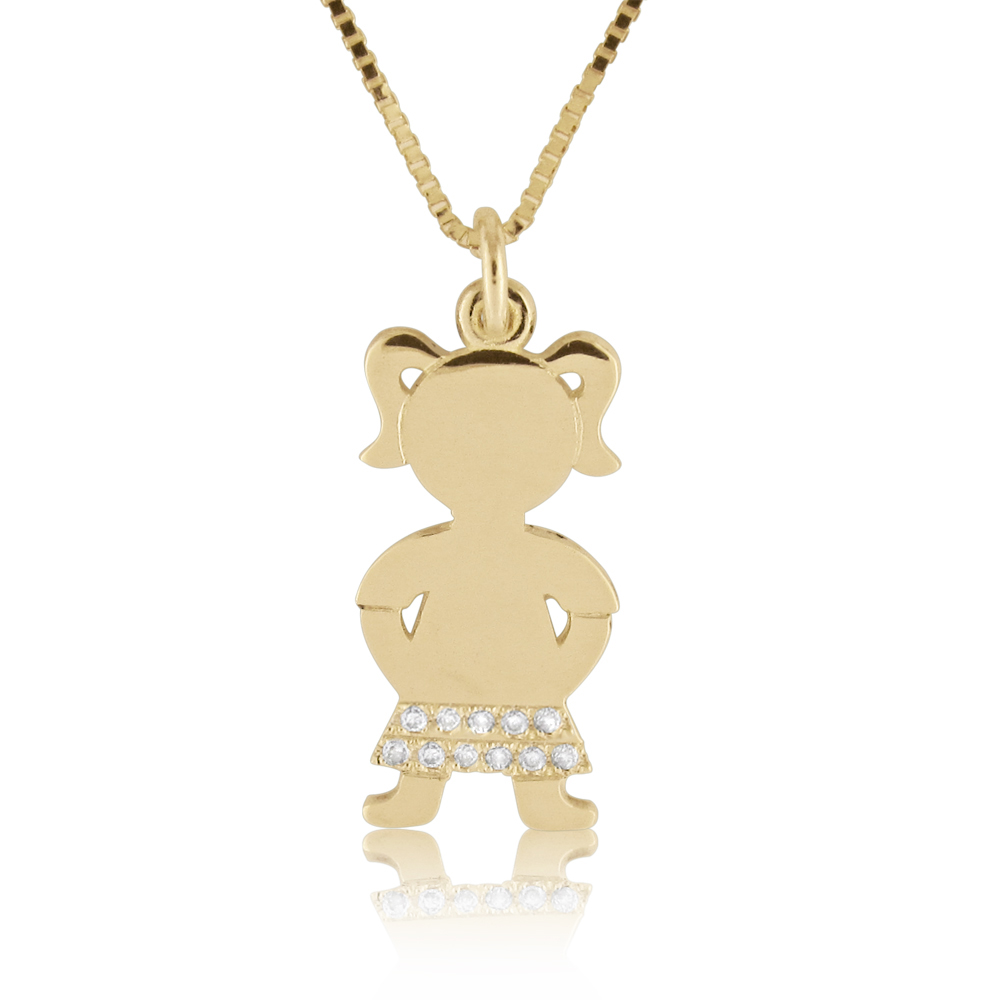 14K Gold 0.05ctw Diamond Baby Girl Pendant