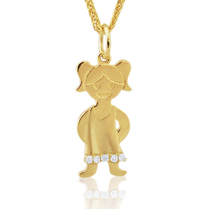 14K Gold 0.02ctw Diamond Baby Girl Pendant