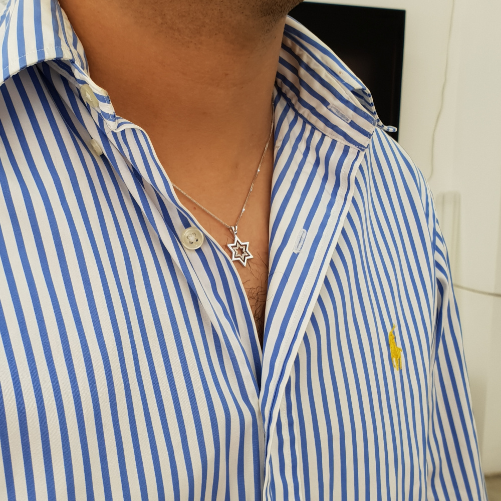 Realistic picture of Turns upside down Star of David pendant