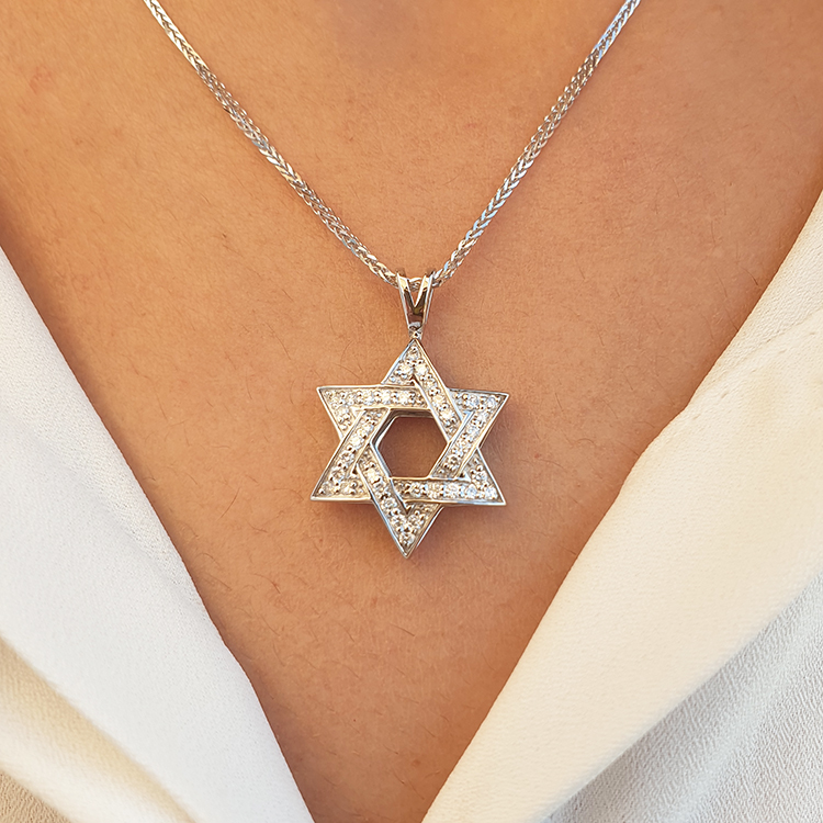3D 0.36tcw Star of David Pendant, 2cm