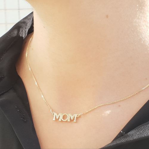14k yellow gold MOM necklace