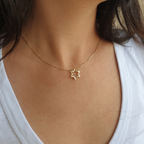 Realistic picture of 14k Gold Doubled Star of David Pendant