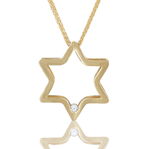 14k Gold Doubled Star of David Pendant