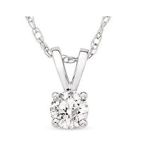 Realistic picture of 14K Gold 0.10ct Solitaire Diamond Pendant Necklace