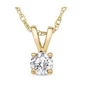 14K Gold 0.20ct Solitaire Diamond Pendant Necklace