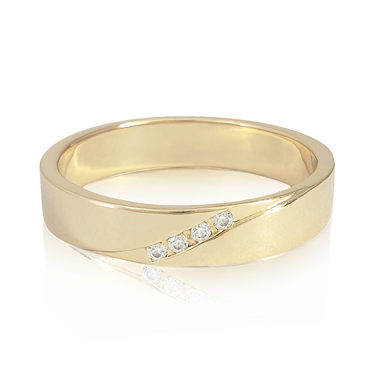 14k Gold, 4 Stone Brilliant Cut Diamond Wedding Ring