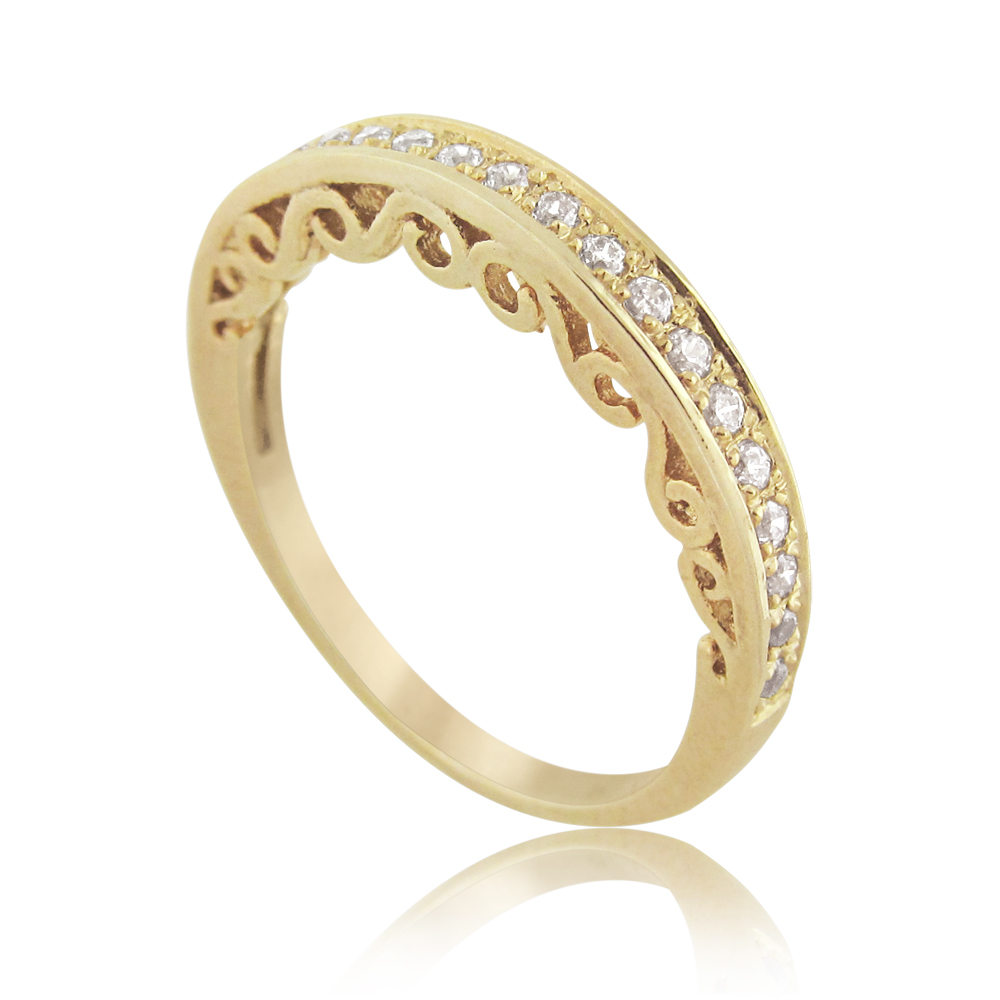 14K Gold 0.20ctw Authentic Vintage Half Eternity Diamond Ring