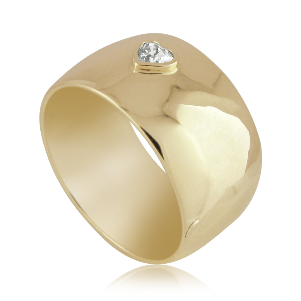 טבעת בומביי רחבה משובצת יהלום לב