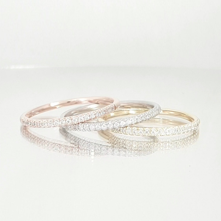 Realistic picture of 14k Gold, 0.10ct Half Eternity Diamonds Ring