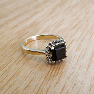 Square Cut Halo Black Diamond Ring