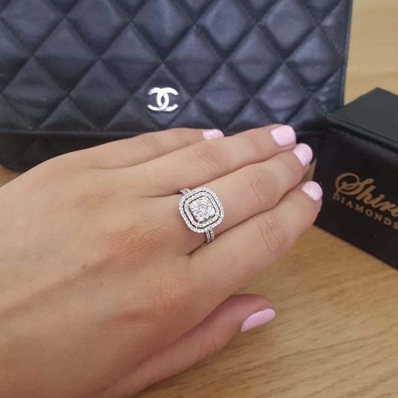 Realistic picture of Prestigious diamond ring studded with 97 diamonds