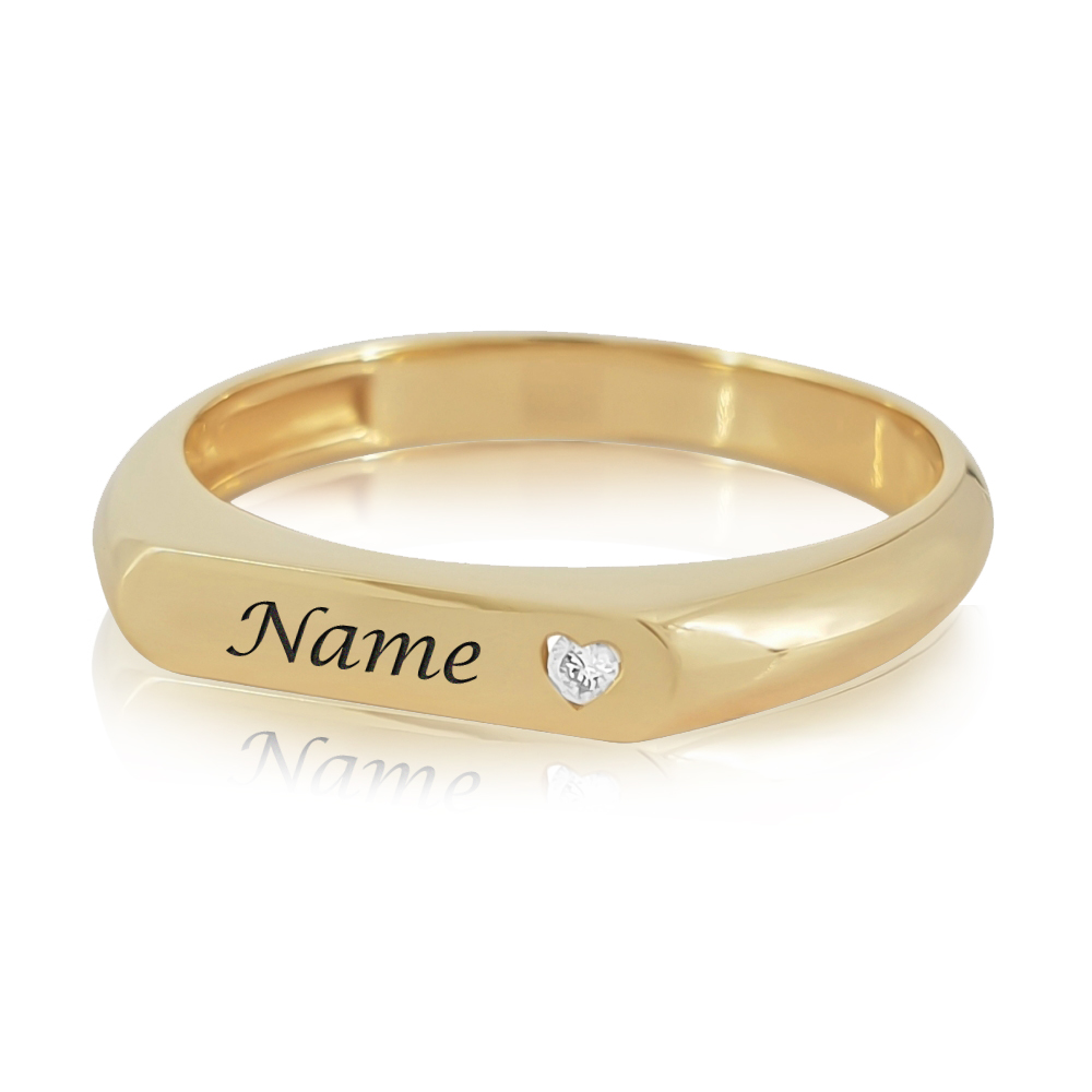 Heart Setting Personalized Name Ring