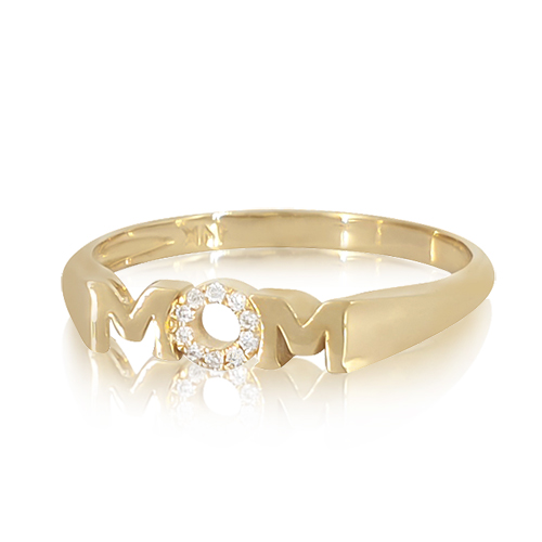 טבעת MOM עשויה זהב ומשובצת יהלומים