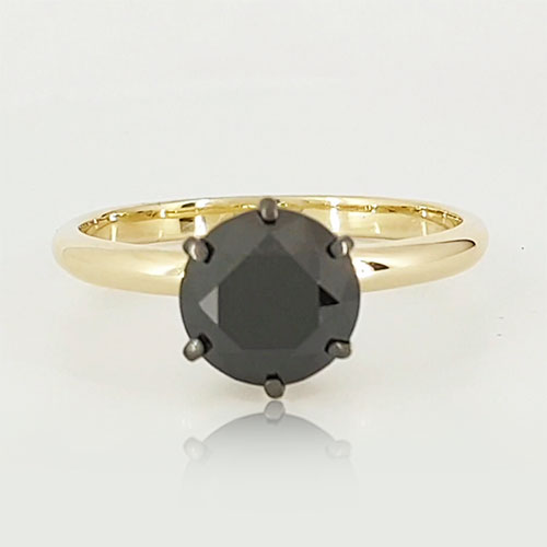 14k Gold, 2.50ct Black Diamond Solitaire Ring