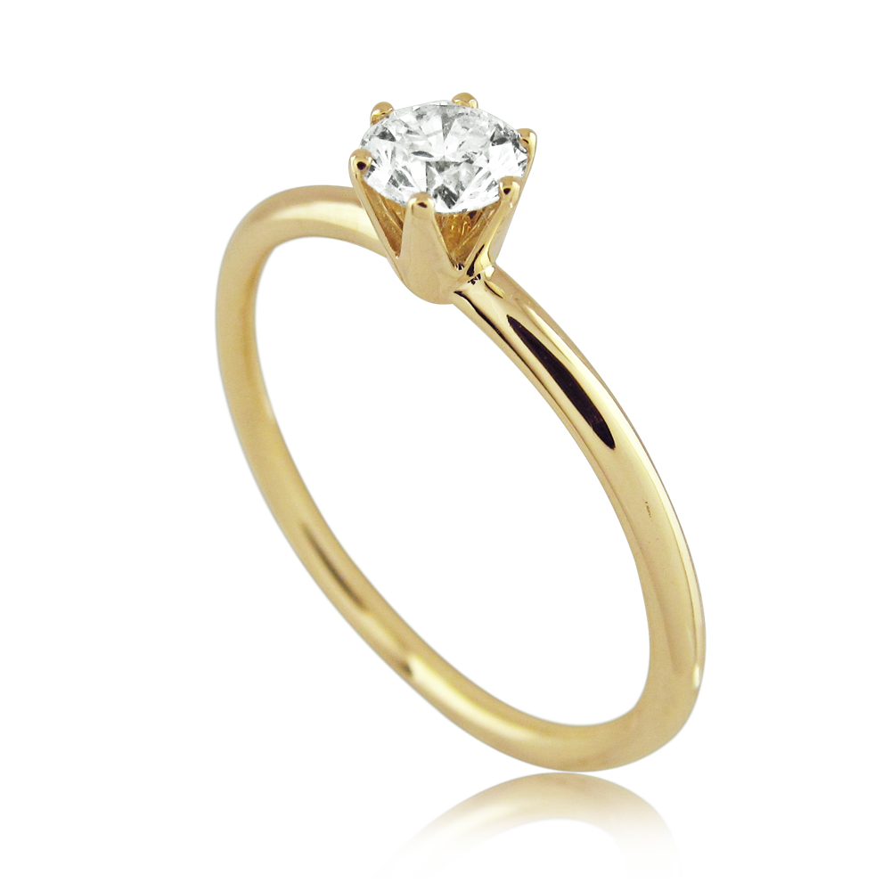 טבעת אירוסין קלאסית משובצת יהלום גדול במשקל 0.40 קראט
