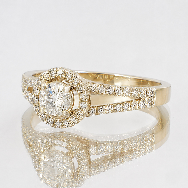 Additional image of  Real Gold Engagement Ring with 0.50 Carat Diamonds and Double Rows