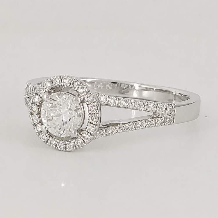 Additional image of  Real Gold Engagement Ring with 0.71 Carat Diamonds and Double Rows