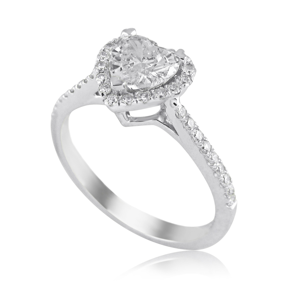 טבעת אירוסין יוקרתית במיוחד משובצת יהלום בצורת לב "דגם זוהר"