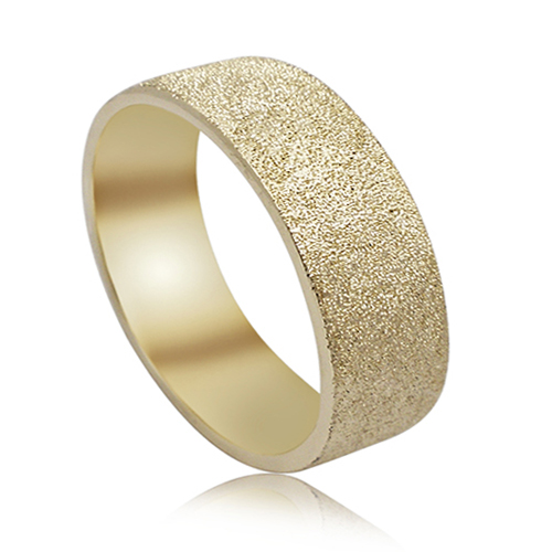 14k Yellow gold wedding ring 6.2mm width with GLITTER