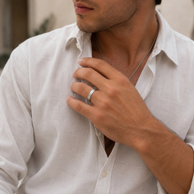 Additional image of  Matte Flat Classic Wedding Band in 9K, 14K or 18K