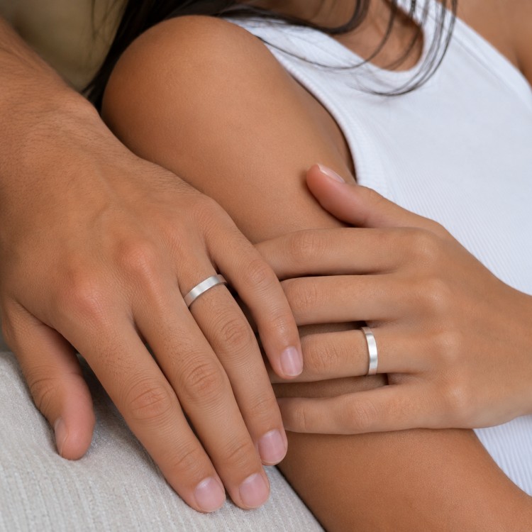 Additional image of  Matte Flat Classic Wedding Band in 9K, 14K or 18K