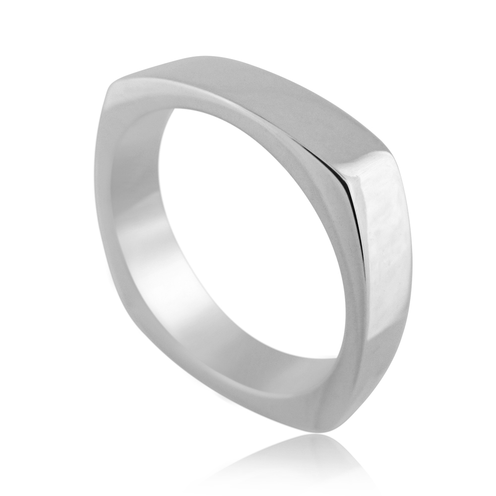 Realistic picture of Square Kosher Wedding Ring by the Kabbalah - Solid Gold 9K, 14K or 18K