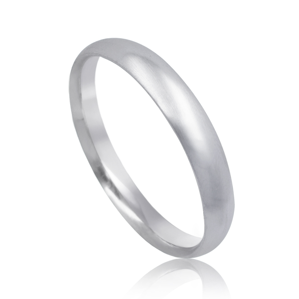 טבעת נישואין פשוטה וקלאסית בזהב לבן מט
