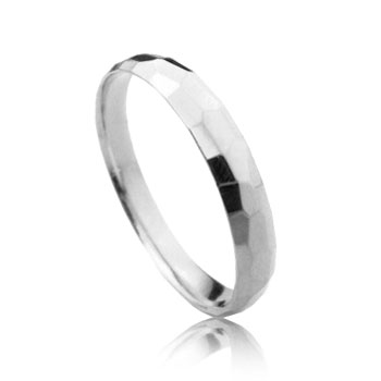 Realistic picture of 14K Gold Hammer Finished Wedding Band