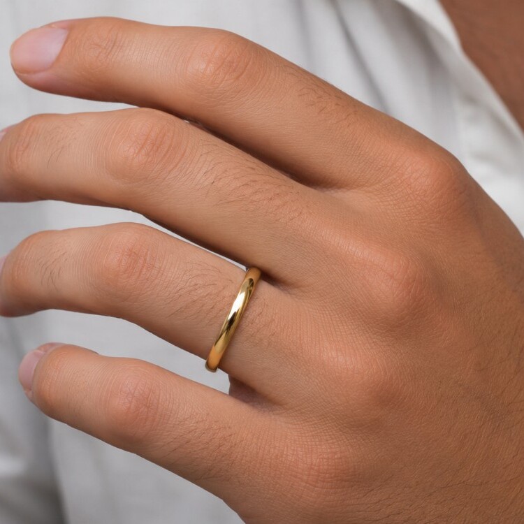 Additional image of  3mm Dome Shaped Comfort Fit Wedding Band - Solid Gold 9K, 14K or 18K