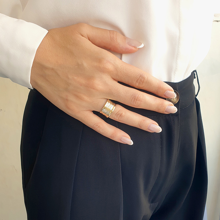 Additional image of  Solid Gold Wide Wedding Ring