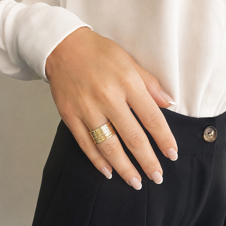 Additional image of  Solid Gold Wide Wedding Ring
