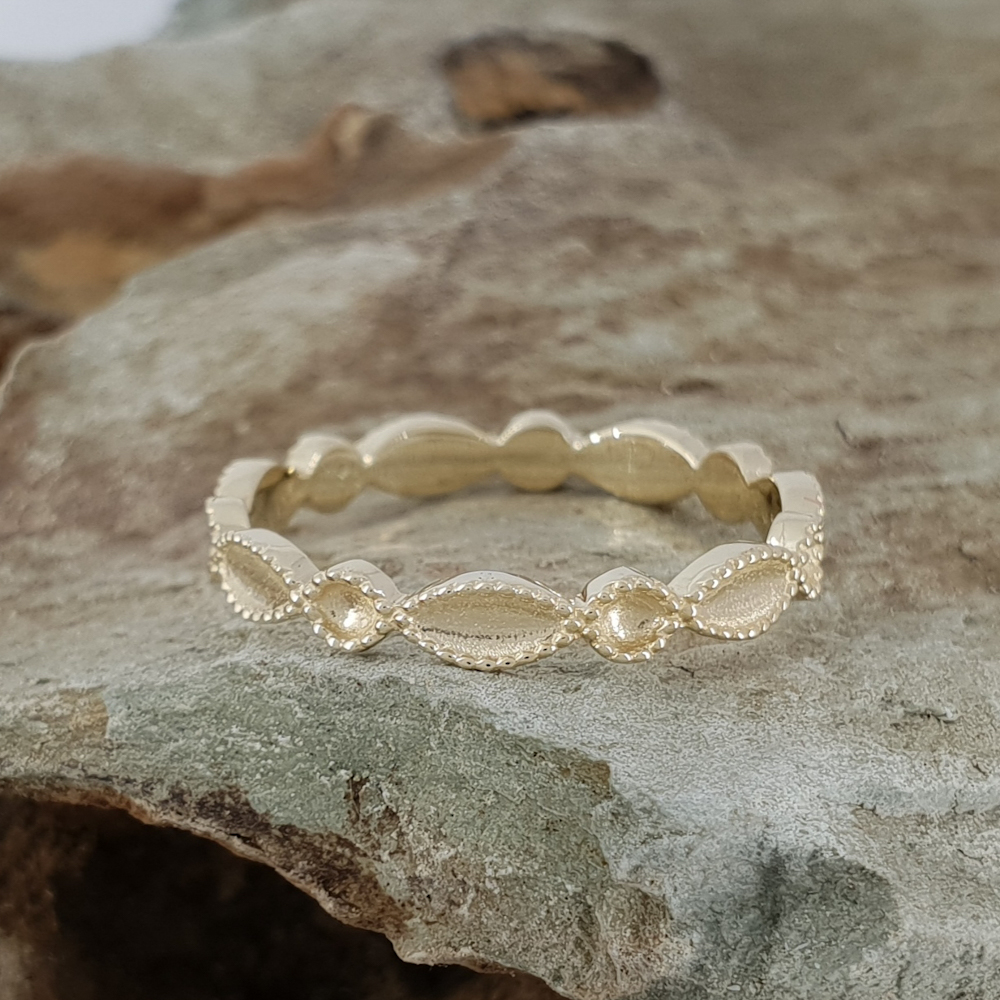 Additional image of  Unique Vintage Wedding Band in 14K Gold