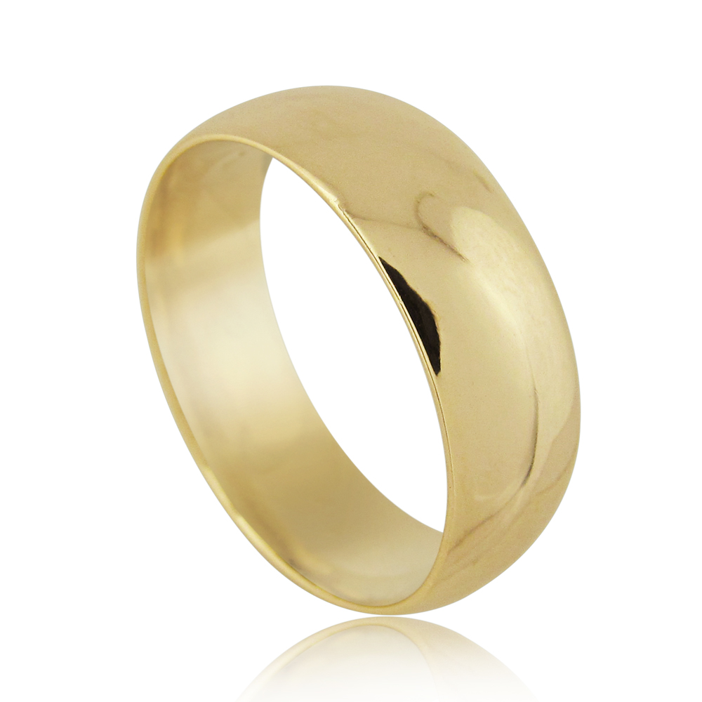 14k Yellow Gold Wide Slight Dome Classic Wedding Ring