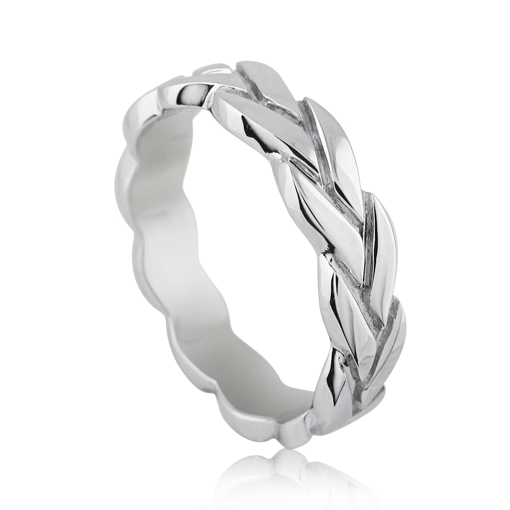 14K White Gold Wheat Braided Wedding Ring