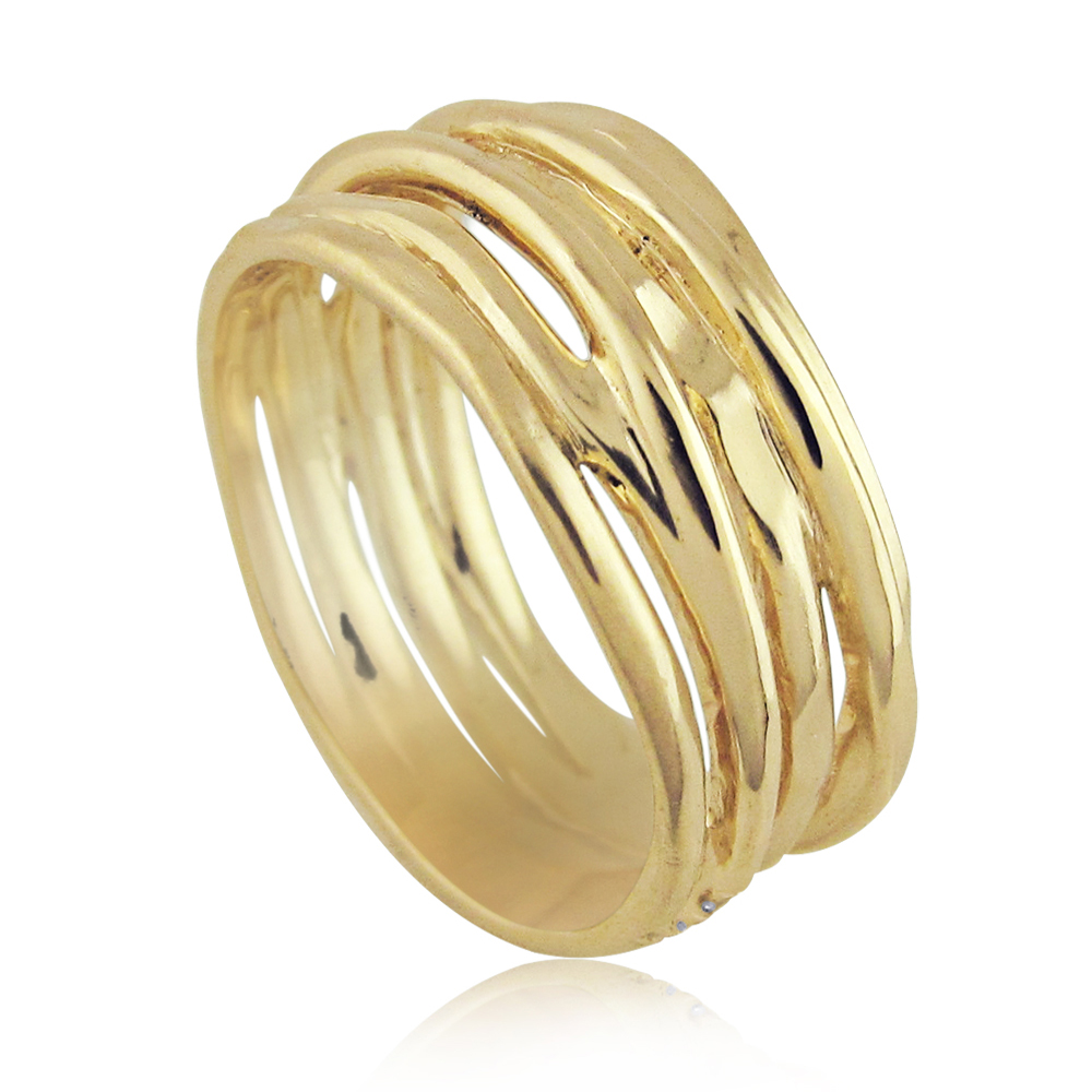 טבעת נישואין מעוצבת מזהב צהוב-לאישה